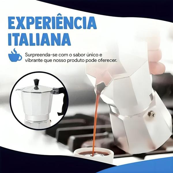 Imagem de Cafeteira Italiana Expresso Manual Aço Alumínio 3, 6, 9 Xicara Café Chá Com Filtro