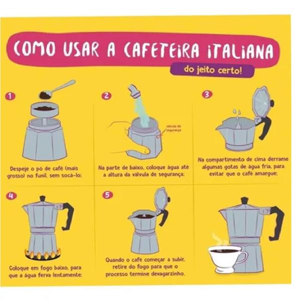 Imagem de Cafeteira Italiana Expresso Manual Aço Alumínio 3, 6,9 Xicara Café Chá Com Filtro