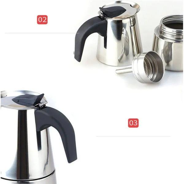 Imagem de Cafeteira Italiana Expresso Wincy 6 Xícaras Prata 300 Ml Aço Inox