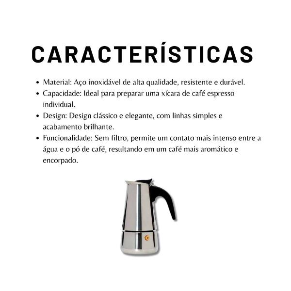 Imagem de Cafeteira italiana individual inox sem filtro  mimo style