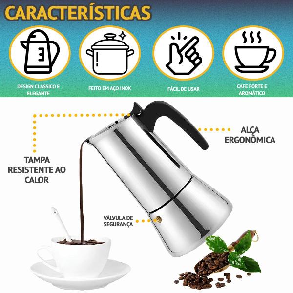 Imagem de Cafeteira Italiana Inox 9 Xícaras De Café Manual Indução Gás 450ml Grande