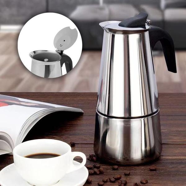 Imagem de Cafeteira Italiana Inox Clássica 300ml Desmontável Fácil Lavagem Aço Inoxidável