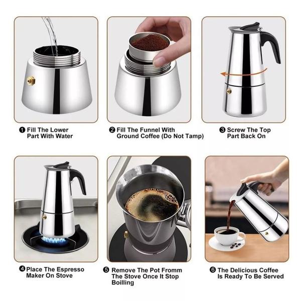 Imagem de Cafeteira Italiana Luxo Inox 6 Xicaras 300Ml Kehome