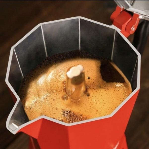 Imagem de Cafeteira Italiana manual para 9 cafés de aluminio vermelha