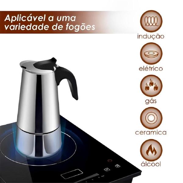 Imagem de Cafeteira Italiana Moka 450Ml + 2 Canecas Vidro Duplo 120Ml