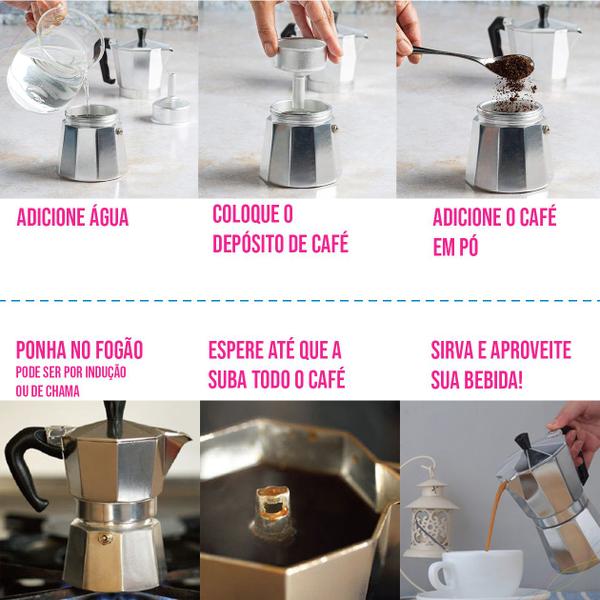 Imagem de Cafeteira Italiana Moka de Fogão Café Expresso Inox 9 Xícaras 450ml