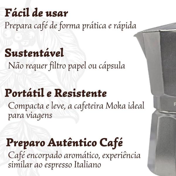 Imagem de Cafeteira Italiana Moka Pressão 9 Xícaras Alumínio Forte Tradicional Manual Verdadeiro Sabor Café