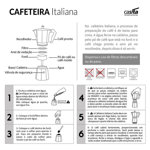 Imagem de Cafeteira Italiana Premium 6 Xícaras Café sem Papel Alta Qualidade