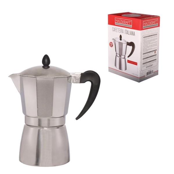 Imagem de Cafeteira Italiana Tradicional  de Alumínio 6 Xícaras de Café Moka - 300mL - Hauskraft