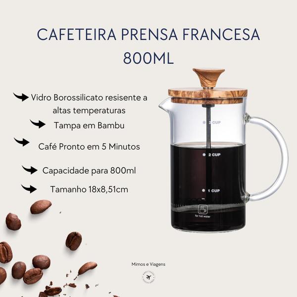 Imagem de Cafeteira manual prensa francesa french press 800ml