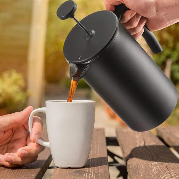 Imagem de Cafeteira Prensa Francesa 600 ML Cremeira Café Leite Cremoso Chá Aço Inox Filtração 3 Níveis