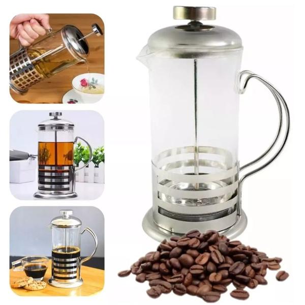 Imagem de Cafeteira Prensa Francesa 600 Ml Vidro Inox Chá Leite Café