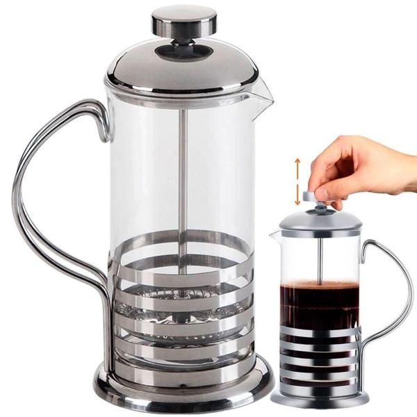 Imagem de Cafeteira Prensa Francesa Cremeira 350ml/600/800ml Café Chá Vidro Inox - Livon