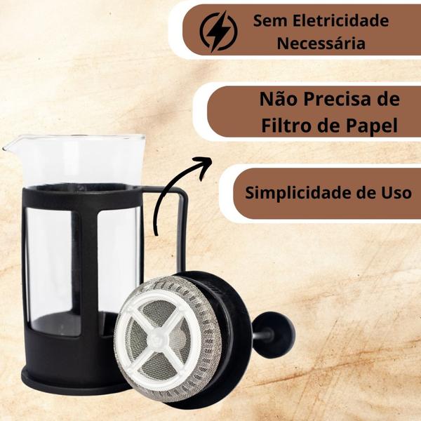 Imagem de Cafeteira Prensa Francesa Cremeira Café Leite cremoso Chá 600ml