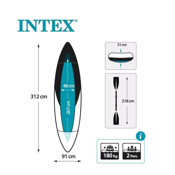 Imagem de Caiaque Inflável Explorer K2 C/ Remos e Bomba Intex 68307