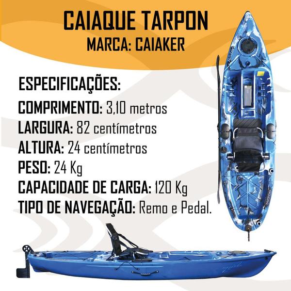 Imagem de Caiaque Tarpon - Cor Azul - Com Smart Pedal - Caiaker