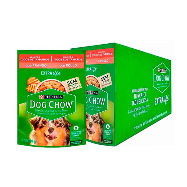 Imagem de Caixa 15un. Ração Úmida Dog Chow Para Cães Adultos Frango 100g