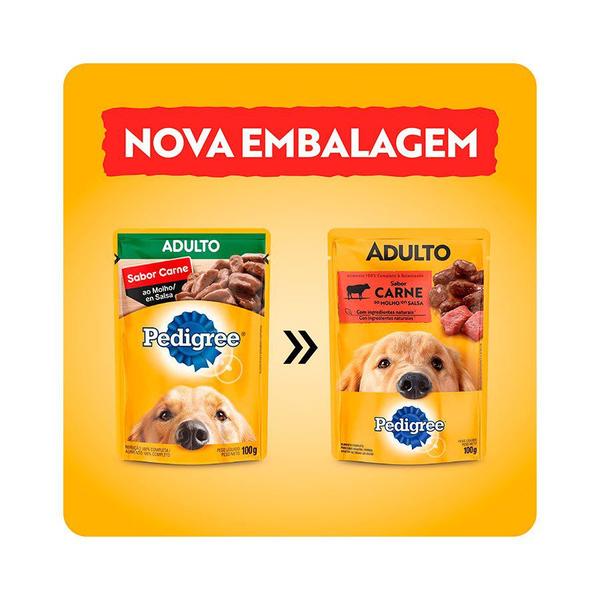 Imagem de Caixa 18un Ração Úmida Pedigree Sachê Cães Adultos Carne ao Molho 100g