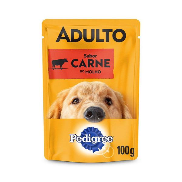 Imagem de Caixa 18un Ração Úmida Pedigree Sachê Cães Adultos Carne ao Molho 100g