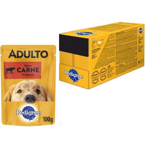 Imagem de Caixa 18un Ração Úmida Pedigree Sachê Cães Adultos Carne ao Molho 100g