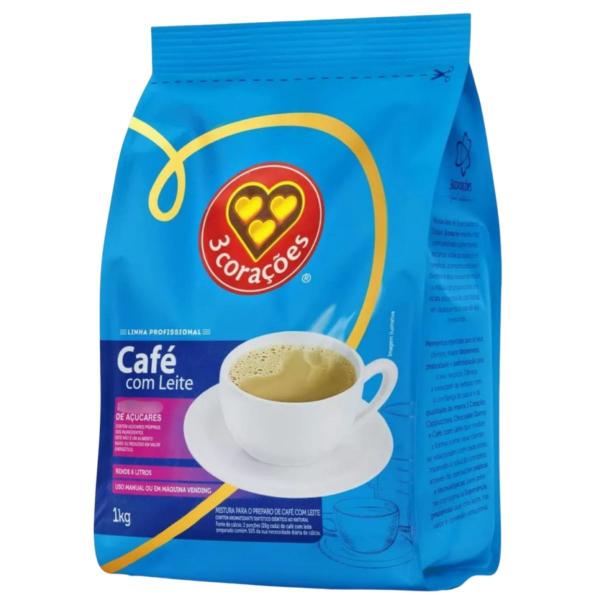 Imagem de Caixa 5 Café Com Leite Baixo Açúcar Vending 3 Corações 1kg