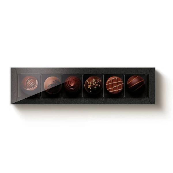 Caixa 6 Doces Preto Tampa Cristal 10un 24x6x4cm - Cromus - Cromus Profissional Imagem de Caixa 6 Doces Preto Tampa Cristal 10un 24x6x4cm - Cromus