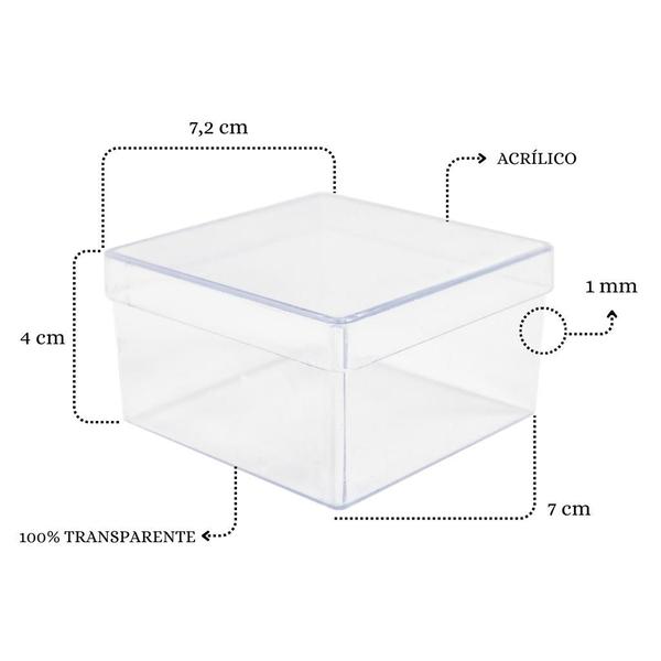 Imagem de Caixa Acrílica 7cm Incolor Resistente Lembrancinha Presente - 40 Unidades