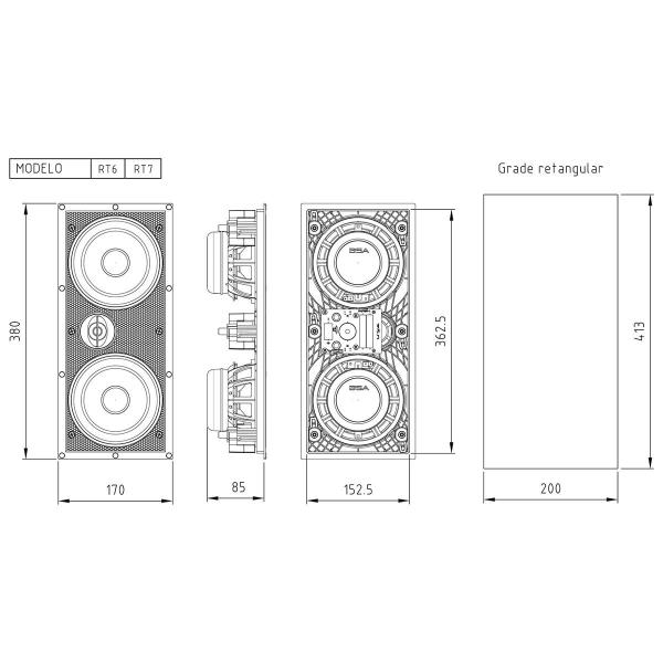 Caixa Acústica Ceiling / In Wall 120W Rms RT-7 - BSA Imagem de Caixa Acústica Ceiling / In Wall 120W Rms RT-7 - BSA