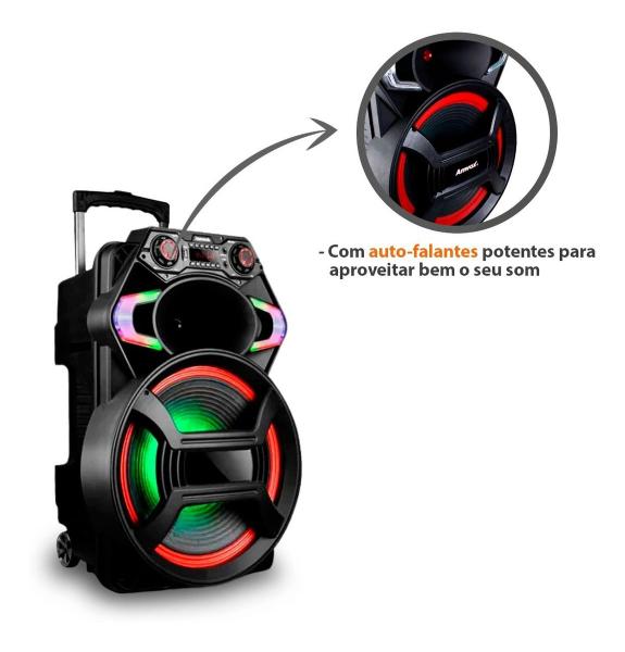 Imagem de Caixa Amplificada Amvox ACA 800 Gladiador 800W 15” 2 Tweeter Bluetooth Usb TF Card Show Led - Amvox