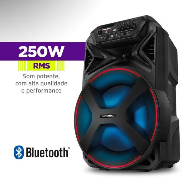 Imagem de Caixa Amplificada Connect Partyplus CM-250, 250W, Bluetooth, USB, Aux, TWS, FM, Bivolt, MONDIAL  MONDIAL