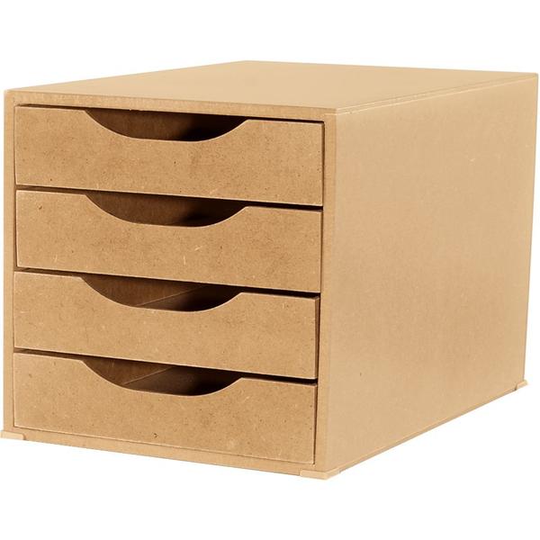 Imagem de Caixa Arquivo Gaveteiro Organizador Escritório Módulo Easy Box MDF 4 Gavetas Documentos A5 A4 Ofício