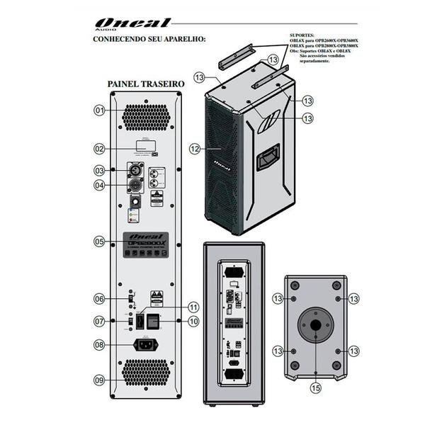 Imagem de Caixa Ativa com Driver Oneal OPB-2800X Alto Falante 8" Preto