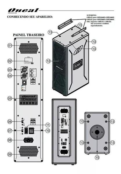 Imagem de CAIXA ATIVA ONEAL 2 x 8" OPB-2800X (700W RMS)