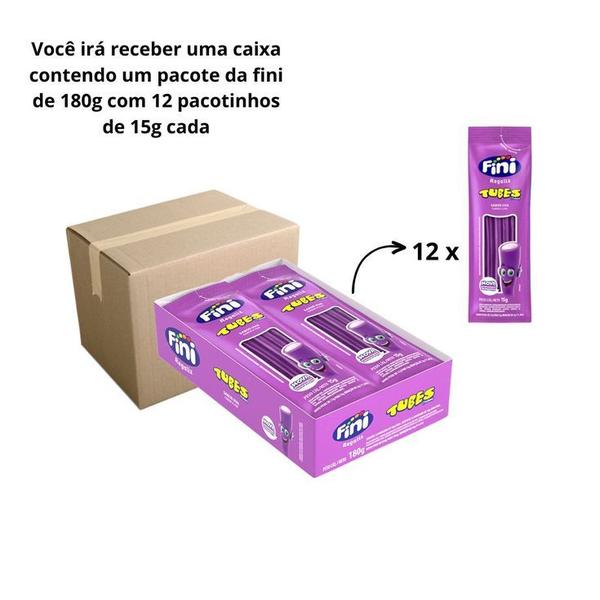 Imagem de Caixa Balas Gelatina Fini Uva Mini Tubes 12unx15g