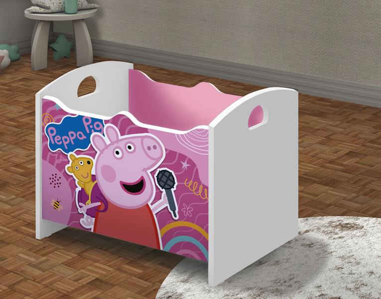 Imagem de Caixa Baú Organizadora de Brinquedos infantil MDF Peppa Rosa