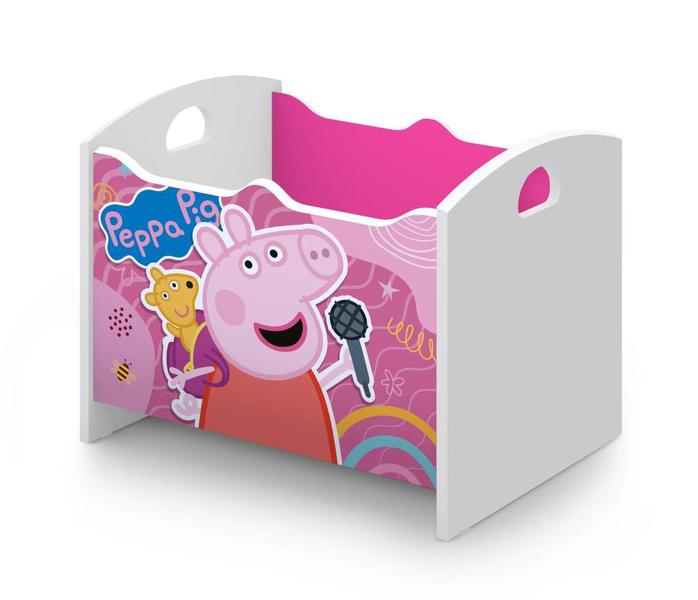 Imagem de Caixa Baú Organizadora de Brinquedos infantil MDF Peppa Rosa