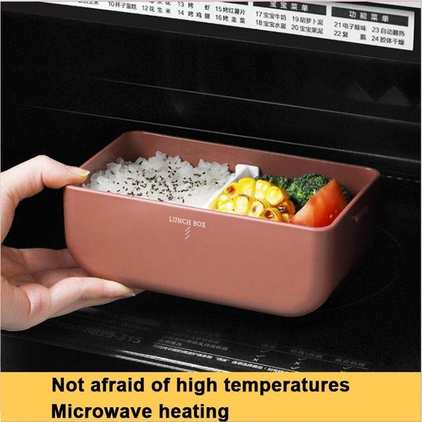 Imagem de Caixa bento de camada dupla para crianças estilo japonês portátil lancheira vazamento de recipiente de armazenamento de alimentos caixa de armazenamento micro-ondas Lancheiras (Vermelho)