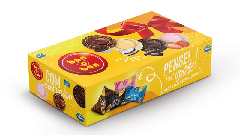 Caixa Bombom Bon O Bon Mix 165g - Arcor Imagem de Caixa Bombom Bon O Bon Mix 165g - Arcor