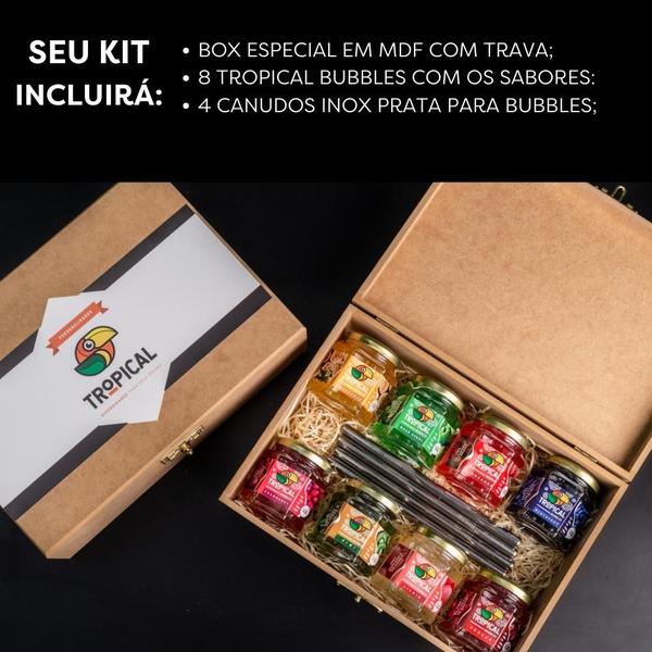 Imagem de CAIXA BOX 8 Tropical Bubbles + 4 Canudos Inox 12mm (8 sabores diferentes)