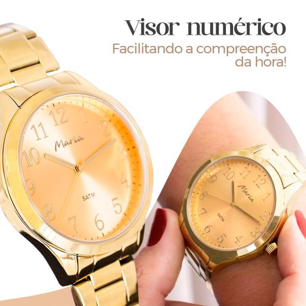 Imagem de caixa + brincos + relogio feminino aço inox dourado social presente strass moda casual