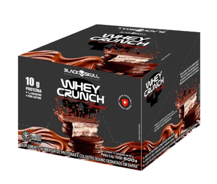 Caixa C/ 12 Alfajor Whey Crunch Gourmet 50g - Black Skull Imagem de Caixa C/ 12 Alfajor Whey Crunch Gourmet 50g - Black Skull