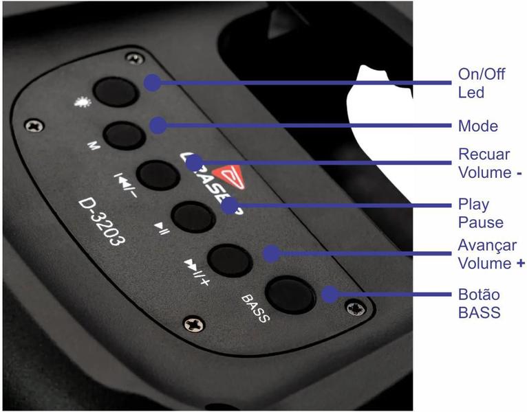 Imagem de Caixa Caixinha De Som Amplificada Portátil Bluetooth FM USB SD Led Rgb Bateria C/ Microfone