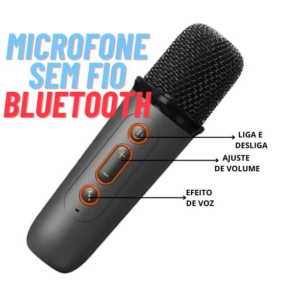 Imagem de Caixa Caixinha Som Bluetooth Led Karaokê Infantil Com Microfones Sem Fio