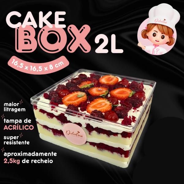 Caixa cake box quadrada c/tampa 2 l sobremesa doces bolo - Boleira
