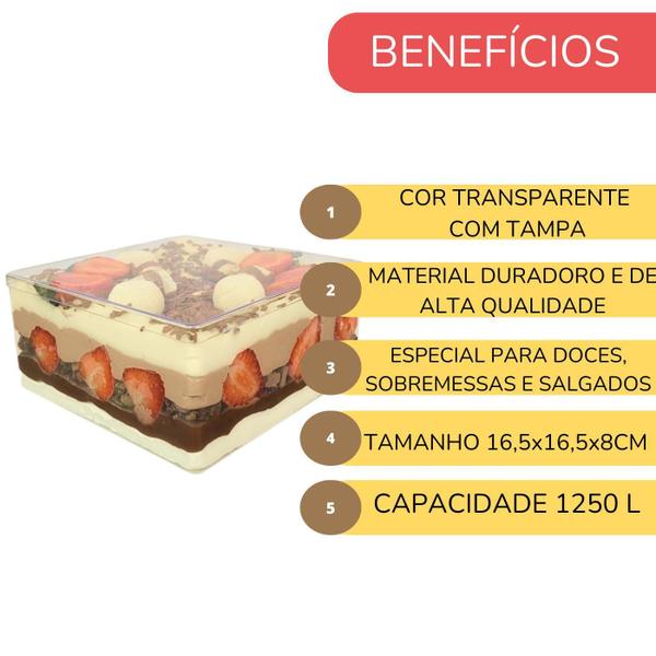 Imagem de Caixa Cake Box Quadrada C/Tampa 2 L Sobremesa Doces Bolo