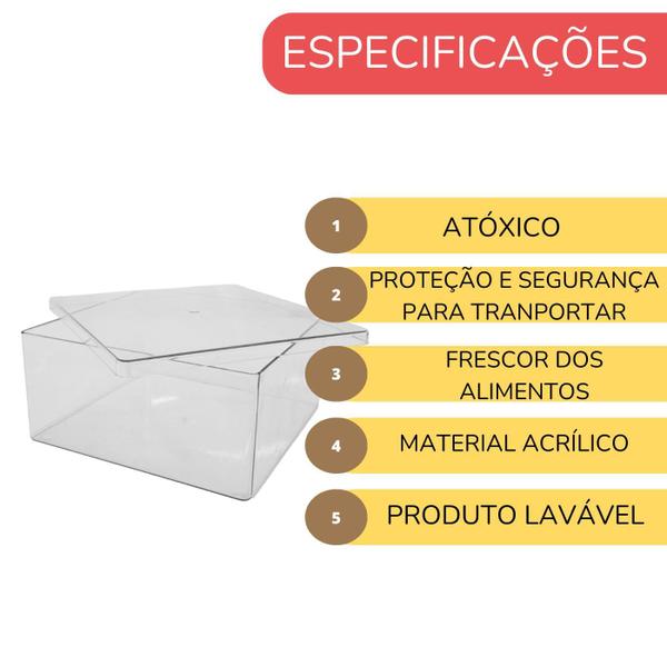 Caixa Cake Box Quadrada C/Tampa 2 L Sobremesa Doces Bolo - Lsc Toys Imagem de Caixa Cake Box Quadrada C/Tampa 2 L Sobremesa Doces Bolo