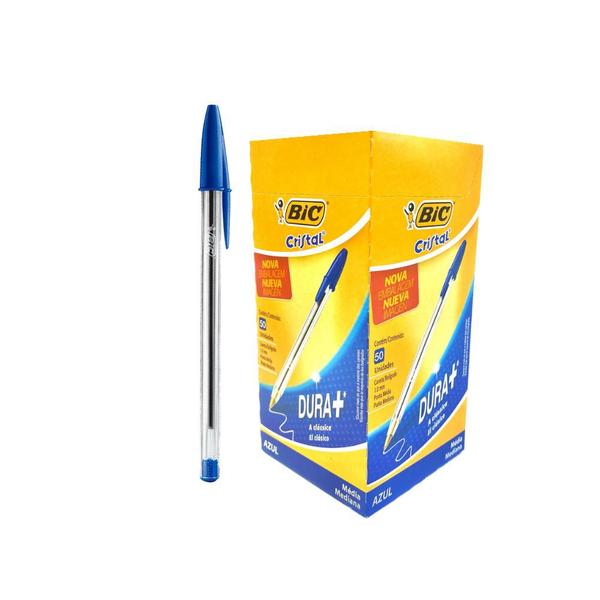 Imagem de Caixa Caneta Bic Cristal Azul Preta Vermelha 50un Ponta 1.0