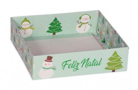 Imagem de Caixa Cesta Presente (20 x 20 x 5,6 cm) Boneco de neve Candy - 1 unidade