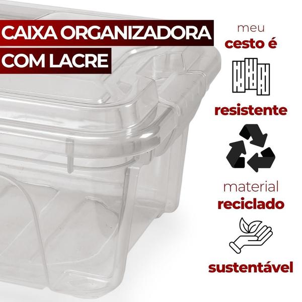 Imagem de Caixa Cesto Organizador Grande Alça Lacre Cozinha Escritório