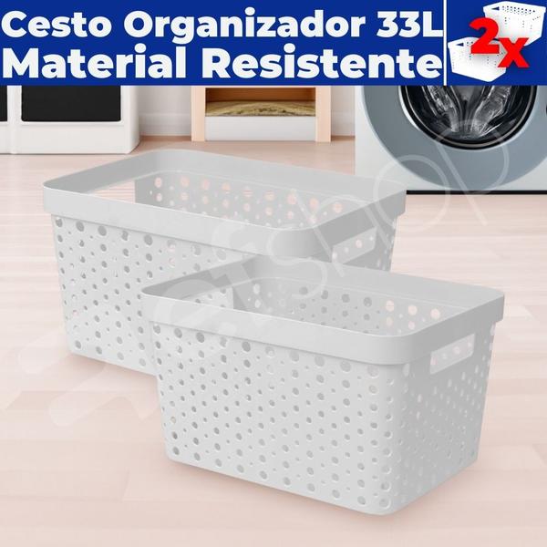 Imagem de Caixa Cesto Organizador Multiuso Rattan S/ Tampa 33 Litros (46x34x24)